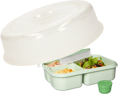 Forte Plastics Multipak van 2x stuks magnetrondeksel/afdekschalen voor eten 26 cm transparant - Magnetrondeksel