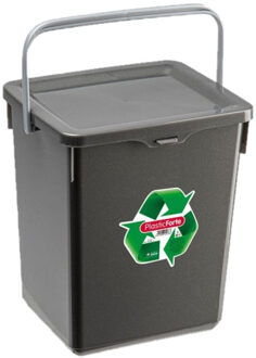 Forte Plastics Opslagbox/emmer kunststof met deksel antraciet 5 liter 20 x 17 x 23 cm - Opbergbox Grijs