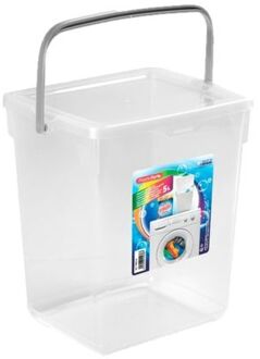 Forte Plastics Opslagbox/emmer kunststof met deksel transparant 5 liter 20 x 17 x 23 cm - Opbergbox