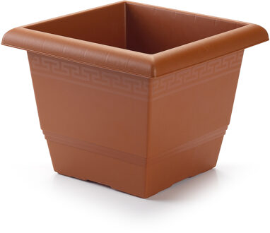 Forte Plastics Plantenbak - terra cotta - vierkant - 26 x 26 x 20 cm - Plantenbakken Rood