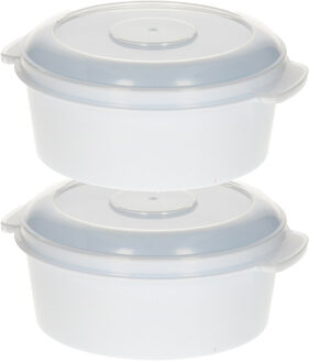 Forte Plastics Plastic Forte Magnetronschaal - 2x - 500 ml - wit/transparant - kunststof - BPA vrij - Magnetronbakken