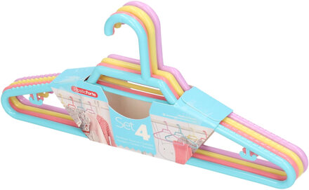 Forte Plastics PlasticForte - 4x - Kinder kledinghangers - pastel - 27 cm - kunststof - Kledinghangers Multikleur