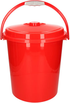 Forte Plastics Plasticforte afsluitbare afvalemmer met deksel - rood - 21 liter - kunststof - luier emmer - Emmers