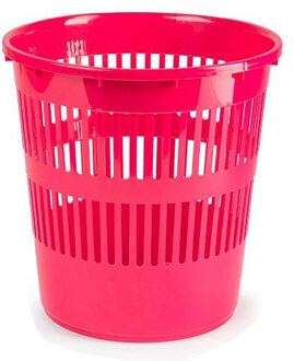 Forte Plastics Plasticforte Afvalbak/vuilnisbak/kantoor prullenbak - plastic - fuchsia roze - 28 cm - Prullenmanden