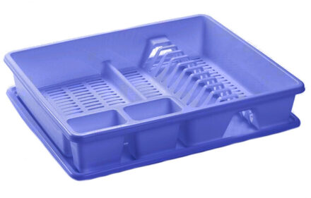 Forte Plastics Plasticforte Afwas afdruiprek - blauw - kunststof - 48 x 38 x 9 cm - met lekbak - huis/camping - Afdruiprekken