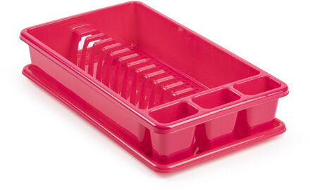 Forte Plastics Plasticforte Afwas afdruiprek met lekbak - fuchsia roze - kunststof - 45 x 26 x 9 cm - Afdruiprekken