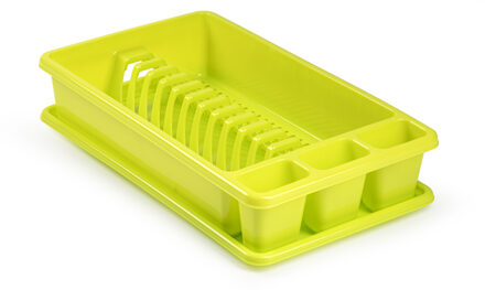 Forte Plastics Plasticforte Afwas afdruiprek met lekbak - groen - kunststof - 45 x 26 x 9 cm - Afdruiprekken