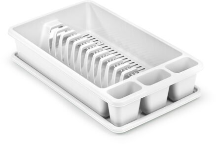 Forte Plastics Plasticforte Afwas afdruiprek met lekbak - ivoor wit - kunststof - 45 x 26 x 9 cm - Afdruiprekken