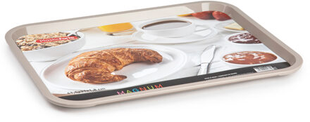 Forte Plastics Plasticforte dienblad/serveerblad - Kunststof - 41 x 31 cm - taupe - kopjes en glazen tray - Dienbladen