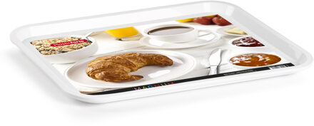 Forte Plastics Plasticforte dienblad/serveerblad - Kunststof - 41 x 31 cm - wit - kopjes en glazen tray - Dienbladen