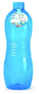 Forte Plastics Plasticforte Drinkfles/waterfles/bidon - 1000 ml - transparant/blauw - kunststof - Drinkflessen