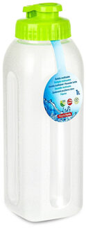 Forte Plastics Plasticforte Drinkfles/waterfles/bidon - 1000 ml - transparant/groen - kunststof - Drinkflessen