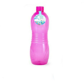 Forte Plastics Plasticforte Drinkfles/waterfles/bidon - 1000 ml - transparant/roze - kunststof - Drinkflessen