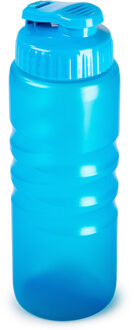 Forte Plastics Plasticforte Drinkfles/waterfles/bidon - 650 ml - transparant/blauw - kunststof - Drinkflessen