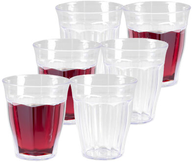 Forte Plastics PlasticForte Drinkglazen Picardie - 12x - kunststof - 250 ml - vaatwasser bestendig - Drinkglazen Transparant