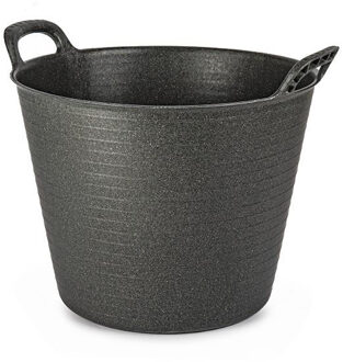 Forte Plastics Plasticforte Flexibele emmer/kuip - zwart - 42 liter - ECO kunststof - rond - 38 x 45 cm - Wasmanden