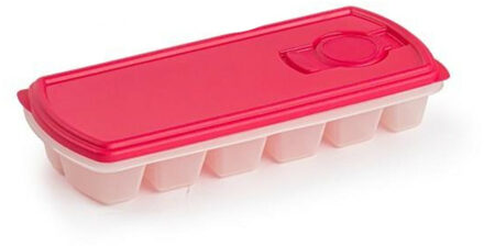 Forte Plastics PlasticForte IJsblokjesvorm met deksel - 12 ijsklontjes - kunststof - fuchsia roze - IJsblokjesvormen