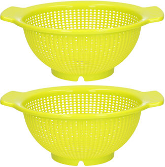 Forte Plastics Plasticforte Keuken vergiet/zeef - 2x - kunststof - Dia 23 cm x Hoogte 10 cm - groen - Vergieten