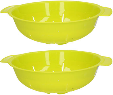 Forte Plastics Plasticforte Keuken vergiet/zeef - 2x - kunststof - Dia 25 cm x Hoogte 8 cm - groen - Vergieten