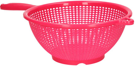 Forte Plastics Plasticforte Keuken vergiet/zeef - kunststof - Dia 22 cm x Hoogte 10 cm - fuchsia roze - Vergieten