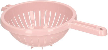 Forte Plastics Plasticforte Keuken vergiet/zeef - kunststof - Dia 23 cm x Hoogte 10 cm - roze - Vergieten
