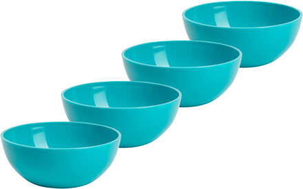 Forte Plastics Plasticforte kommetjes/schaaltjes - 4x - dessert/ontbijt - kunststof - D12 x H5 cm - blauw - Kommetjes