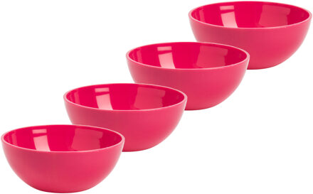 Forte Plastics Plasticforte kommetjes/schaaltjes - 4x - dessert/ontbijt - kunststof - D12 x H5 cm - fuchsia roze - Kommetjes