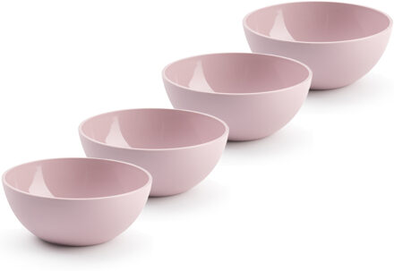 Forte Plastics Plasticforte kommetjes/schaaltjes - 4x - dessert/ontbijt - kunststof - D12 x H5 cm - roze - Kommetjes