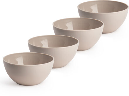 Forte Plastics Plasticforte kommetjes/schaaltjes - 4x - dessert/ontbijt - kunststof - D14 x H6 cm - beige - Kommetjes