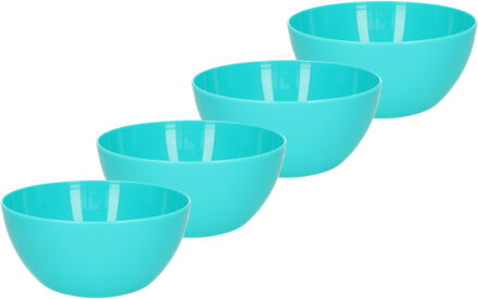 Forte Plastics Plasticforte kommetjes/schaaltjes - 4x - dessert/ontbijt - kunststof - D14 x H6 cm - blauw - Kommetjes