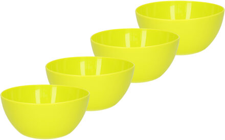 Forte Plastics Plasticforte kommetjes/schaaltjes - 4x - dessert/ontbijt - kunststof - D14 x H6 cm - groen - Kommetjes