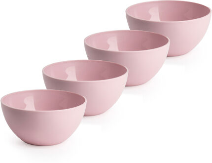 Forte Plastics Plasticforte kommetjes/schaaltjes - 4x - dessert/ontbijt - kunststof - D14 x H6 cm - roze - Kommetjes