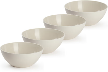 Forte Plastics Plasticforte kommetjes/schaaltjes - 4x - dessert/ontbijt - kunststof - D17 x H7 cm - beige - Kommetjes