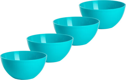 Forte Plastics Plasticforte kommetjes/schaaltjes - 4x - dessert/ontbijt - kunststof - D17 x H7 cm - blauw - Kommetjes