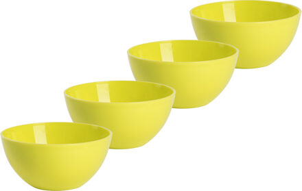 Forte Plastics Plasticforte kommetjes/schaaltjes - 4x - dessert/ontbijt - kunststof - D17 x H7 cm - groen - Kommetjes