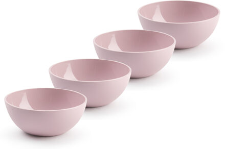 Forte Plastics Plasticforte kommetjes/schaaltjes - 4x - dessert/ontbijt - kunststof - D17 x H7 cm - roze - Kommetjes