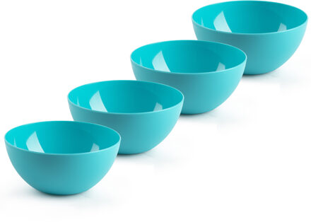 Forte Plastics Plasticforte kommetjes/schaaltjes - 4x - dessert/ontbijt - kunststof - D17 x H8 cm - blauw - Kommetjes