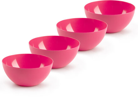 Forte Plastics Plasticforte kommetjes/schaaltjes - 4x - dessert/ontbijt - kunststof - D17 x H8 cm - fuchsia roze - Kommetjes