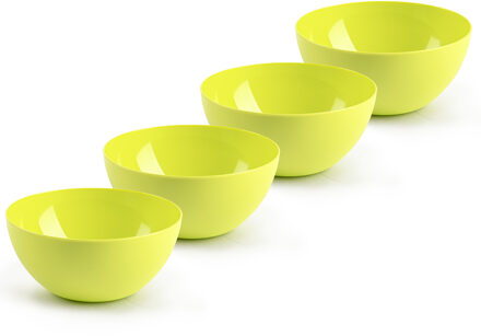 Forte Plastics Plasticforte kommetjes/schaaltjes - 4x - dessert/ontbijt - kunststof - D17 x H8 cm - groen - Kommetjes