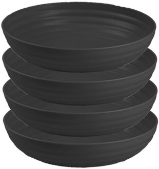 Forte Plastics Plasticforte Kommetjes/schaaltjes - 4x - dessert/ontbijt - kunststof - D22 x 5.5 cm - antraciet - Kommetjes Zwart