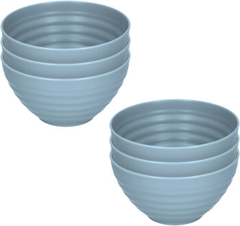 Forte Plastics Plasticforte Kommetjes/schaaltjes - 6x - dessert/ontbijt - kunststof - D15 x 8 cm - ijsblauw - Kommetjes