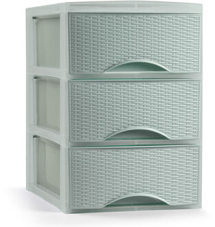 Forte Plastics Plasticforte Ladeblokje/bureau organizer 3x lades - mintgroen - L18 x B25 x H26 cm - Ladeblok