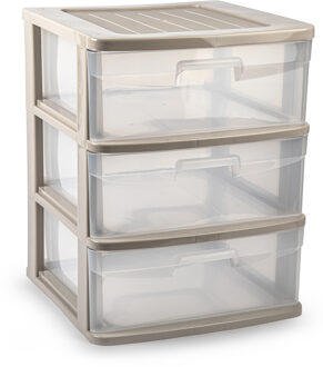 Forte Plastics Plasticforte Ladeblokje/bureau organizer 3x lades - transparant/beigei¿½ - L39 x B40 x H49 cm - Ladeblok