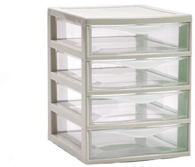 Forte Plastics Plasticforte Ladeblokje/bureau organizer 4x lades - beige/transparant - L18 x B21 x H23 cm - plastic - Ladeblok