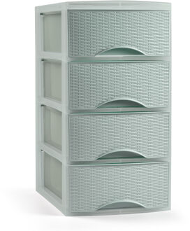 Forte Plastics Plasticforte Ladeblokje/bureau organizer 4x lades - mintgroen - L18 x B25 x H33 cm - Ladeblok