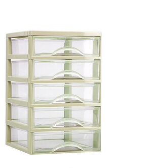 Forte Plastics Plasticforte Ladeblokje/bureau organizer 5x lades - beige/transparant - L18 x B21 x H28 cm - plastic - Ladeblok