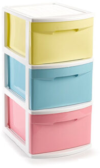 Forte Plastics PlasticForte Ladekast - kunststof - 3 lades - 39x58.5 cm - ladeblok - Ladeblok Multikleur