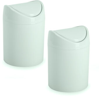 Forte Plastics Plasticforte mini prullenbakje - 2x - mintgroen - kunststof - keuken/aanrecht - 12 x 17 cm - Prullenbakken