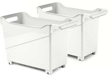 Forte Plastics Plasticforte opberg Trolley Container - 2x - ivoor wit - L38 x B18 x H26 cm - kunststof - Opberg trolley