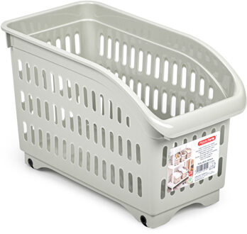 Forte Plastics Plasticforte opberg Trolley Container - beige - op wieltjes - L30 x B15 x H18 cm - kunststof - Opberg trolley